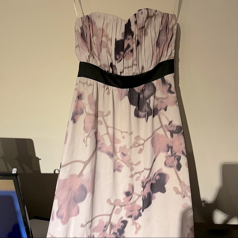 H and M size 6 pink floral maxi dress